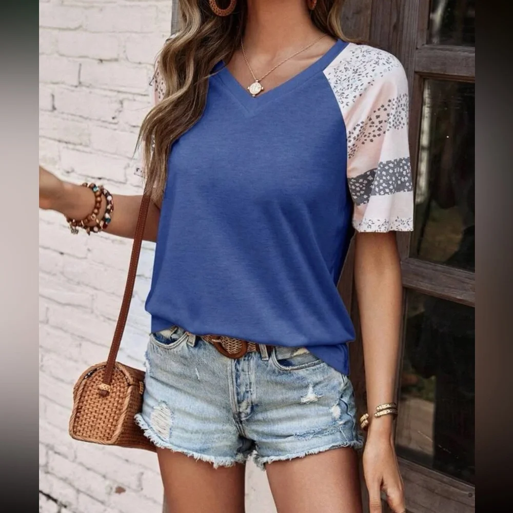 Boho ditsy floral print raglan sleeve blouse - Picture 14 of 16